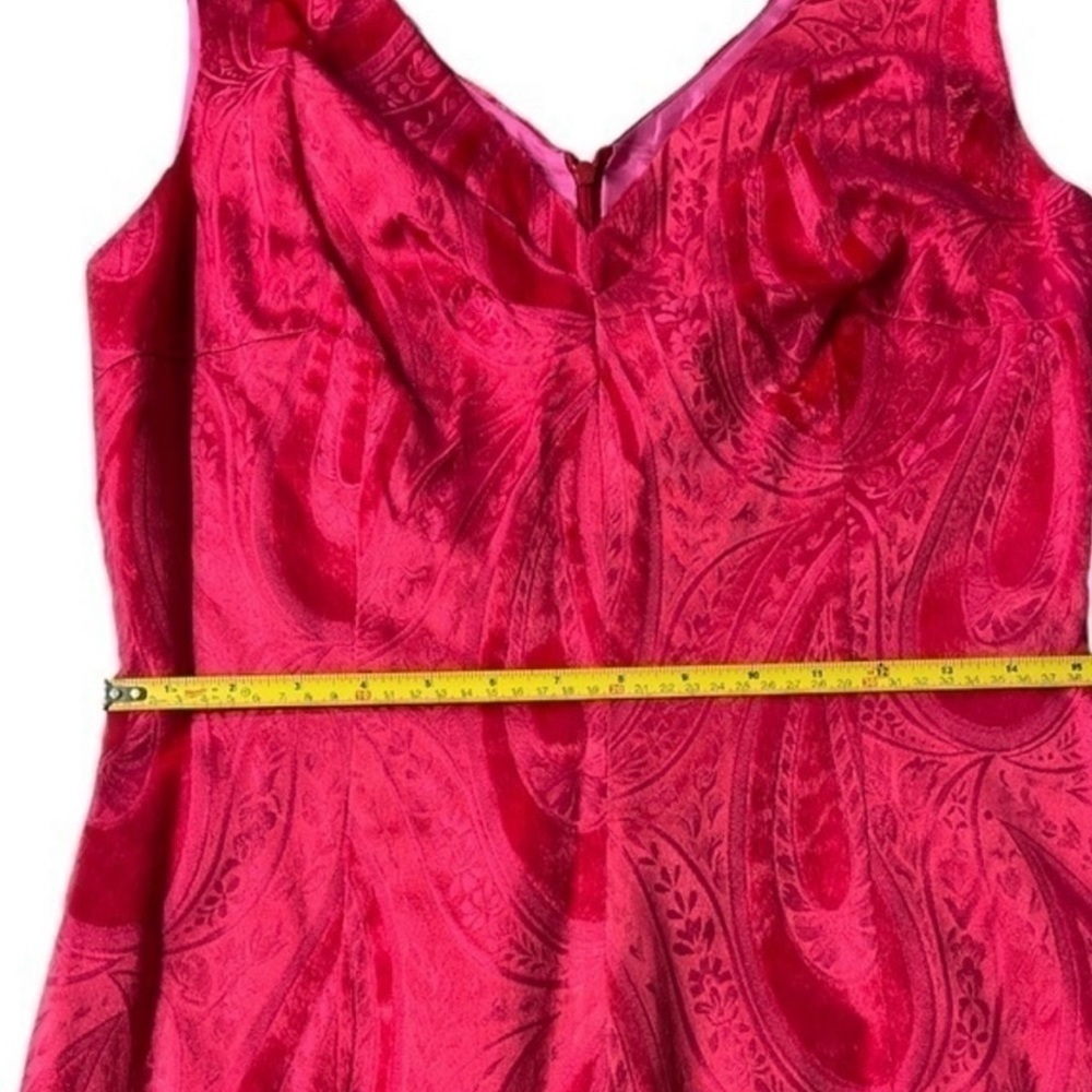 Barbara Tfank Brocade Cocktail Dress Red - Sleeveless Back Zip - Picture 12 of 14